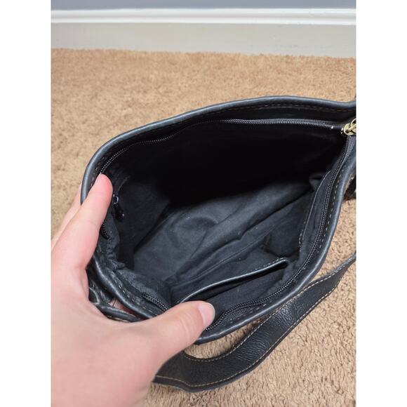 Fossil genuine leather suede y2k brown shoulder bag embossed floral print patch - Picture 6 of 10